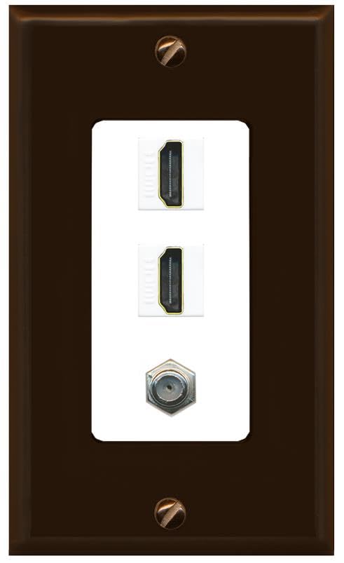 Coax 2 HDMI Wall Plate-1 Gang Brown/White