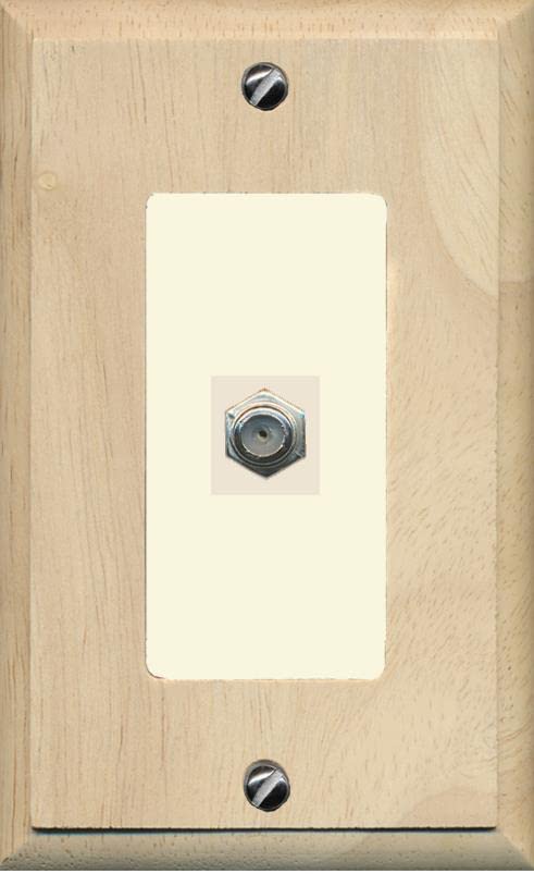 RiteAV 1 Port Coax Cable TV F-Type Wall Plate - 1 Gang [Wood/Light-Almond]