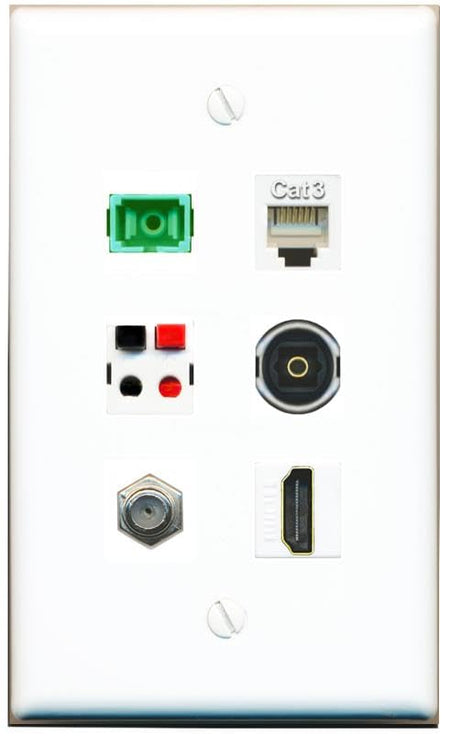 RiteAV COAX HDMI PHONE SC-APC-SX SPEAKER TOSLINK Flat/Solid Wall Plate [White]