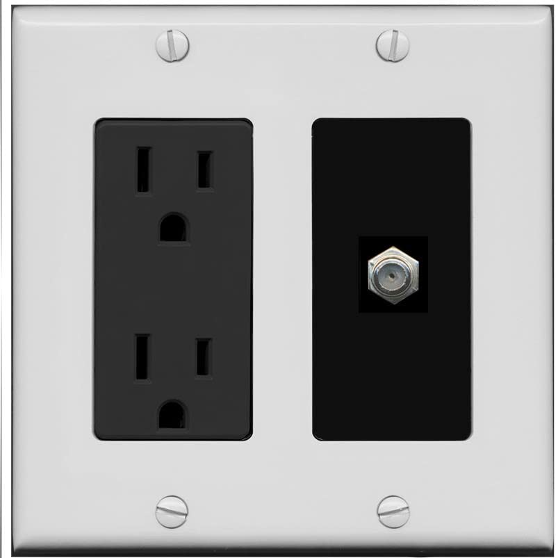 RiteAV 1 Port Coax Cable TV F-Type Wall Plate - Outlet [Gray/Black]