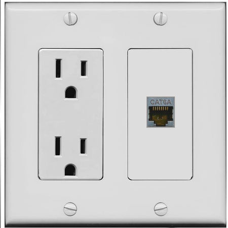 RiteAV 1 Port Cat6A Wall Plate - Outlet [Gray/Gray]