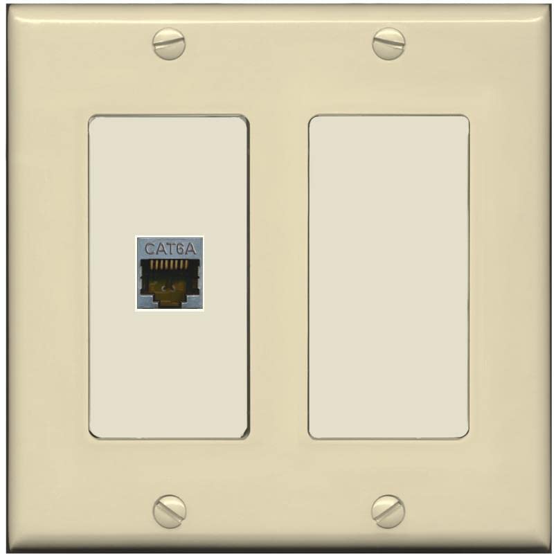 RiteAV 1 Port Cat6A Wall Plate - 2 Gang [Ivory/Light-Almond]