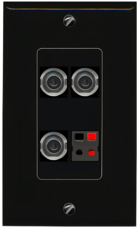 RiteAV 3 3.5mm SPEAKER Wall Plate Decorative [Black]