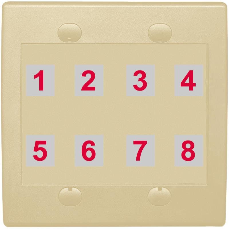 RiteAV - Custom Wall Plate 8 Port - 2 Gang Flat [Ivory/Ivory]