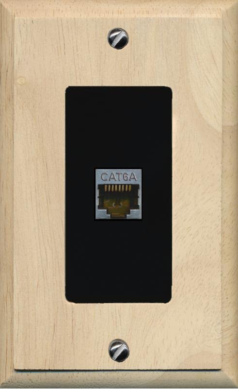 RiteAV 1 Port Cat6A Wall Plate - 1 Gang [Wood/Black]