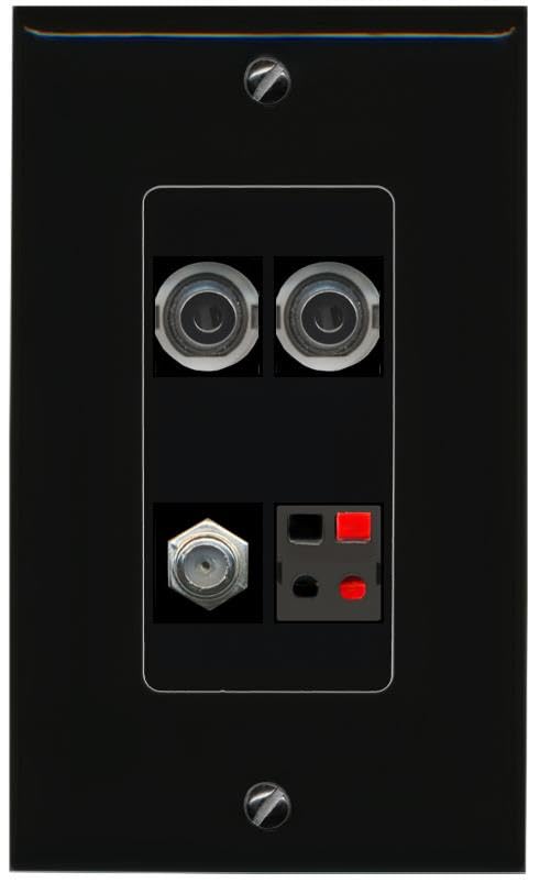 RiteAV 2 3.5mm COAX SPEAKER Wall Plate Decorative [Black]