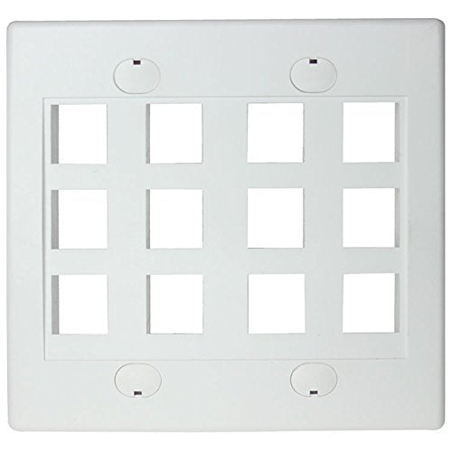 RiteAV - Keystone Wall Plate Double Gang 12-Port White (1 Piece Flush)