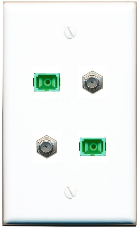 RiteAV - 2 COAX 2 SC-APC Singlemode Simplex Wall Plate Flat White