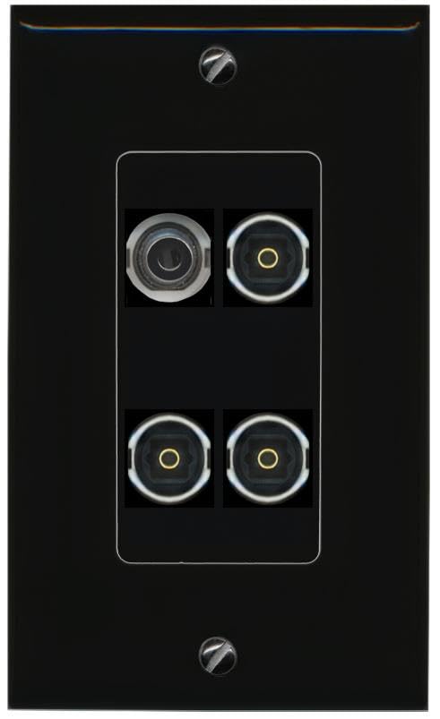 RiteAV 3.5mm 3 TOSLINK Wall Plate Decorative [Black]