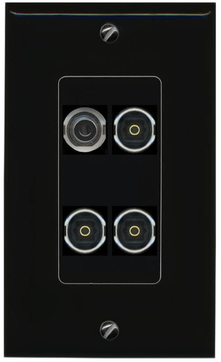 RiteAV 3.5mm 3 TOSLINK Wall Plate Decorative [Black]