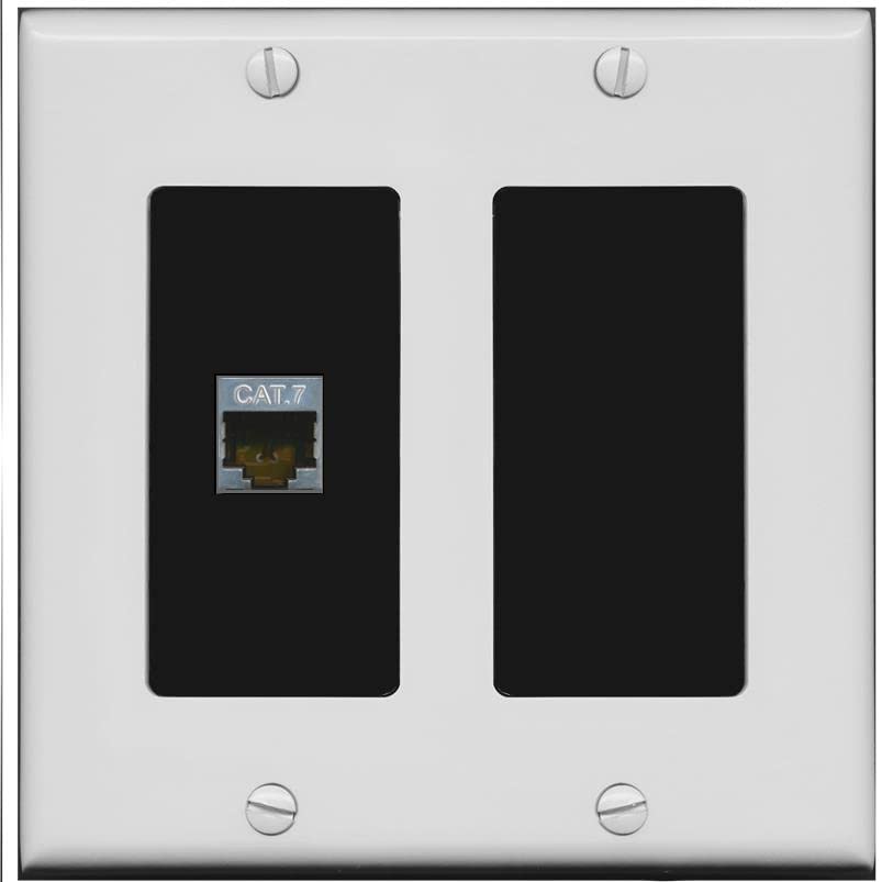 RiteAV 1 Port Cat7 Shielded Ethernet Wall Plate - 2 Gang [Gray/Black]