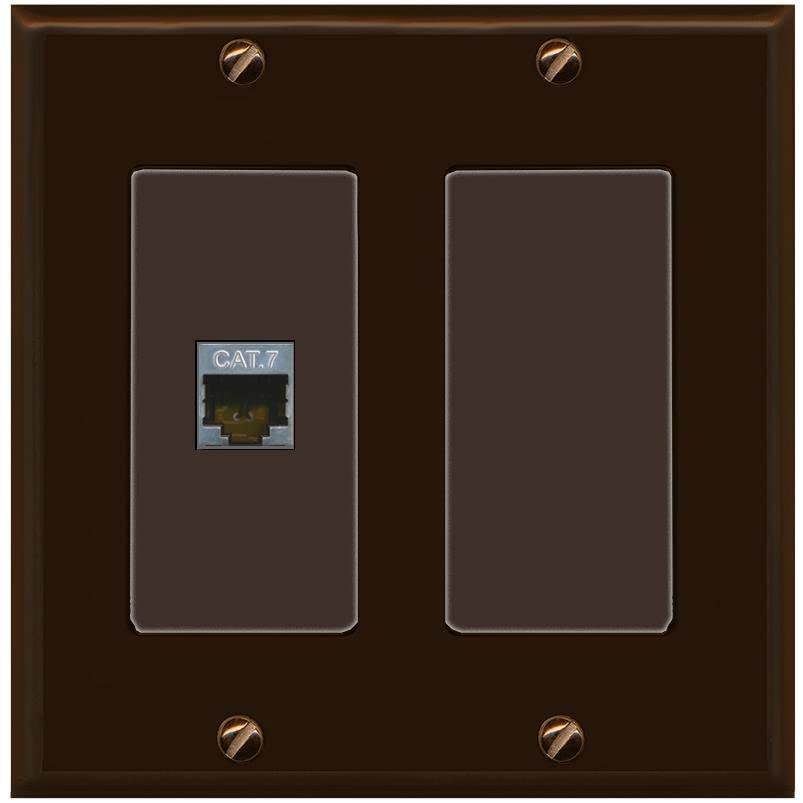 RiteAV 1 Port Cat7 Shielded Ethernet Wall Plate - 2 Gang [Brown/Brown]