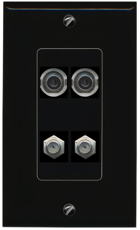 RiteAV 2 3.5mm 2 COAX Wall Plate Decorative [Black]