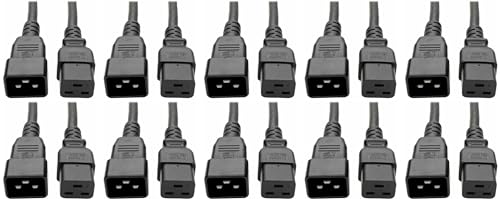 RiteAV - (C19 to C20) Heavy Duty High Temperature (105Ãƒâ€šÃ‚Â°C) 12AWG 20AMP Extension Cord - for Crypto Mining PDU (Black 6 ft.) (10 Pack)