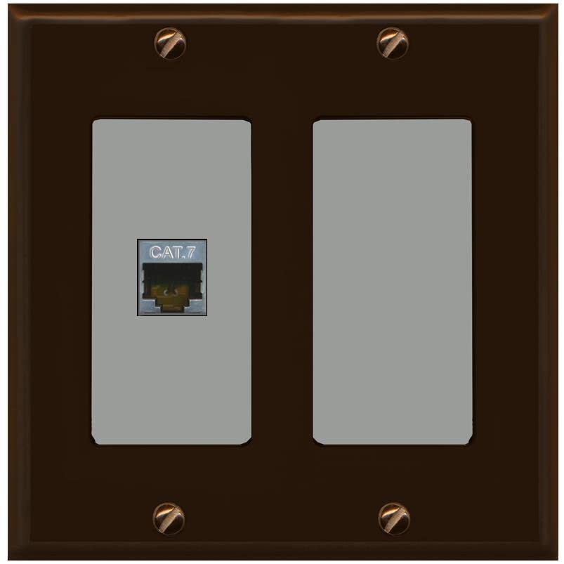 RiteAV 1 Port Cat7 Shielded Ethernet Wall Plate - 2 Gang [Brown/Gray]