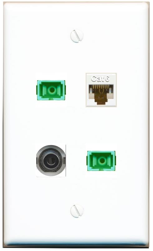 RiteAV - 3-5MM CAT6 2 SC-APC Singlemode Simplex Wall Plate Flat White