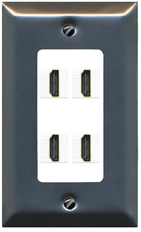 Riteav - Piastra Da Muro Con 4 Porte HDMI E 2 Ethernet CAT6, Colore Riteav - Piastra Da Muro Con 4 Porte HDMI E 2 Ethernet CAT6, Colore