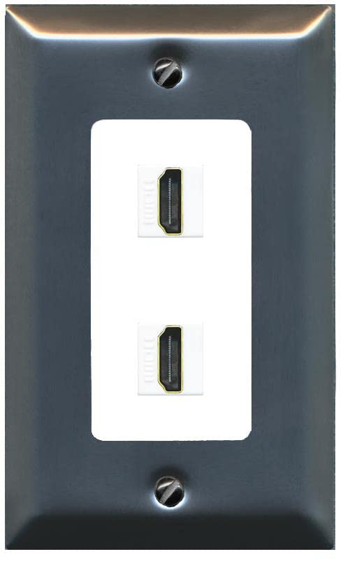 RiteAV HDMI Wall Plate 2 Port - 1 Gang [Brushed-Nickel/White]