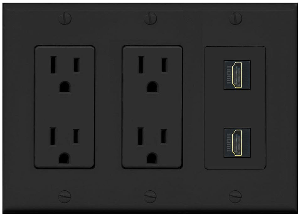 RiteAV HDMI Wall Plate 2 Port - 3G Dual Outlet [Black/Black]