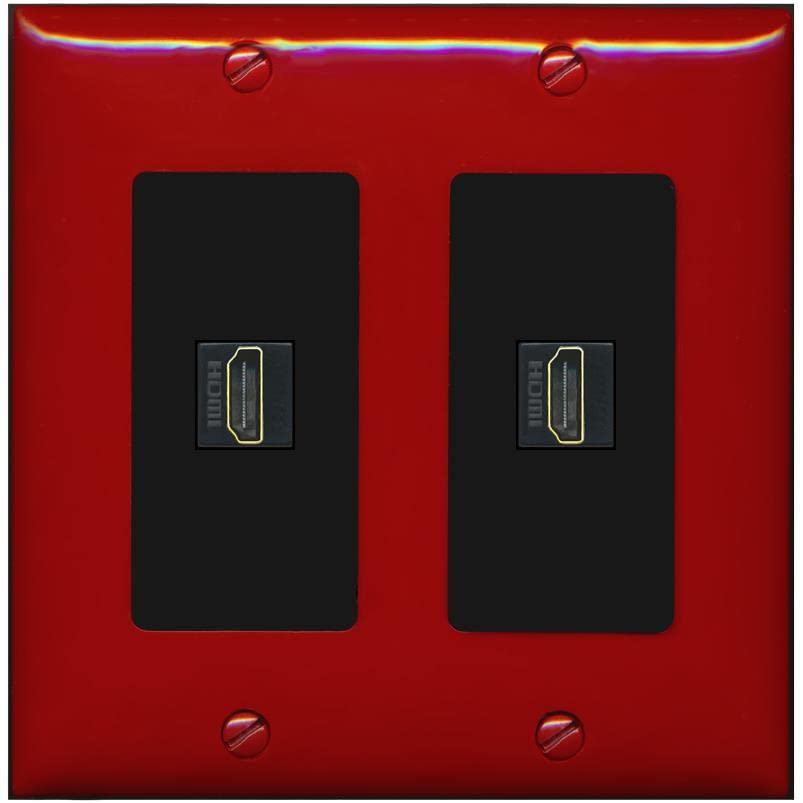 RiteAV HDMI Wall Plate 2 Port - 2 Gang [Red/Black]