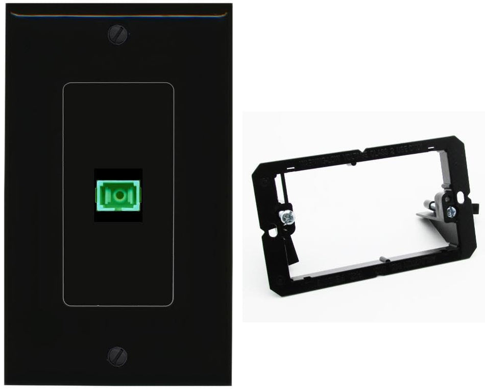 RiteAV 1 Port Fiber Optic Coupler Jack SC Simplex Singlemode APC Wall Plate-Bracket Black/Black
