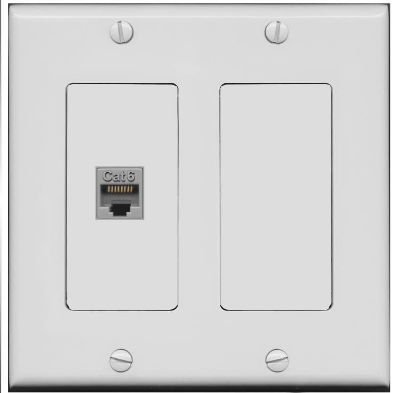 RiteAV 1 Port Cat6 Ethernet Wall Plate Female-Female - 2 Gang [Gray/Gray]