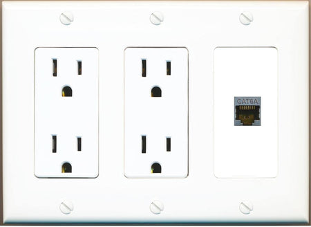 RiteAV 1 Port Cat6A Wall Plate - 3G Dual Outlet [White/White]