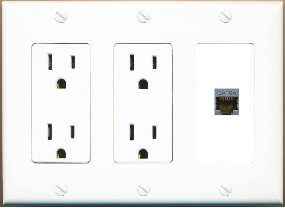 RiteAV 1 Port Cat6A Wall Plate - 3G Dual Outlet [White/White]