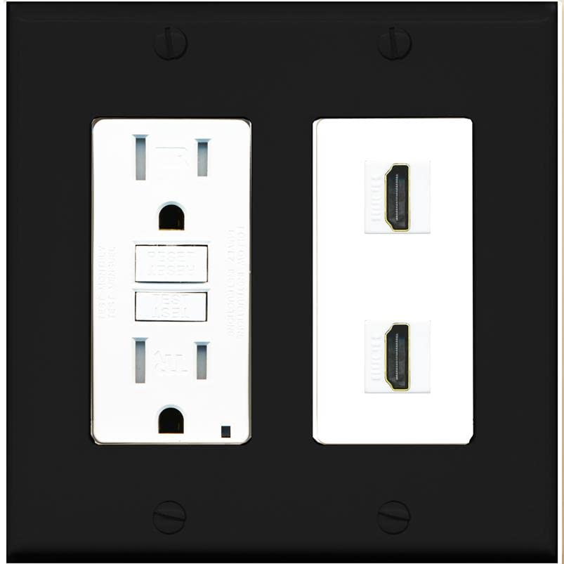 RiteAV HDMI Wall Plate 2 Port - GFCI [Black/White]