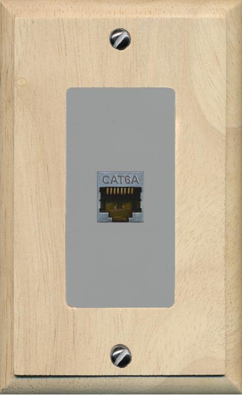 RiteAV 1 Port Cat6A Wall Plate - 1 Gang [Wood/Gray]