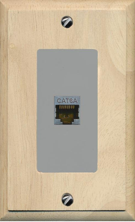 RiteAV 1 Port Cat6A Wall Plate - 1 Gang [Wood/Gray]