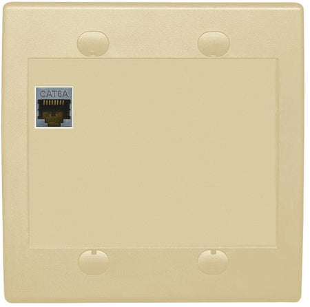 RiteAV 1 Port Cat6A Wall Plate - Flat 2 Gang [Ivory/Ivory]