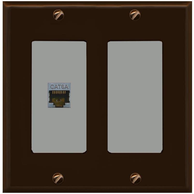 RiteAV 1 Port Cat6A Wall Plate - 2 Gang [Brown/Gray]
