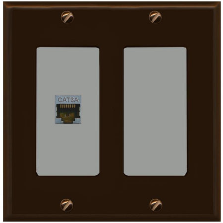 RiteAV 1 Port Cat6A Wall Plate - 2 Gang [Brown/Gray]