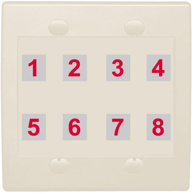 RiteAV - Custom Wall Plate 8 Port - 2 Gang Flat [Light Almond]