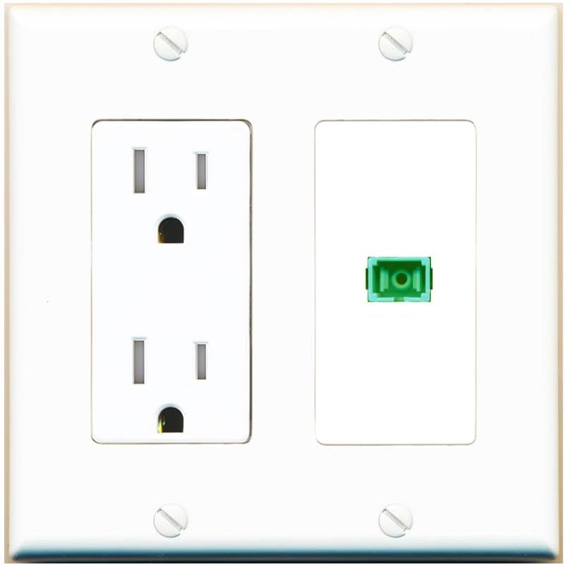 RiteAV 1 Port Fiber Optic Coupler Jack SC Simplex Singlemode APC Wall Plate-Tamper-Res White