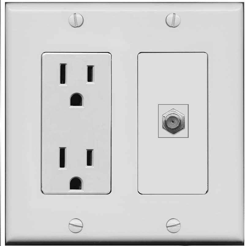 RiteAV 1 Port Coax Cable TV F-Type Wall Plate - Outlet [Gray/Gray]