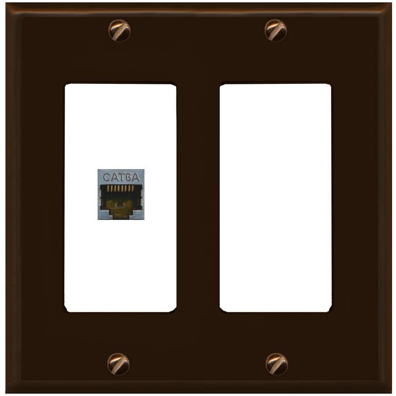 RiteAV 1 Port Cat6A Wall Plate - 2 Gang [Brown/White]