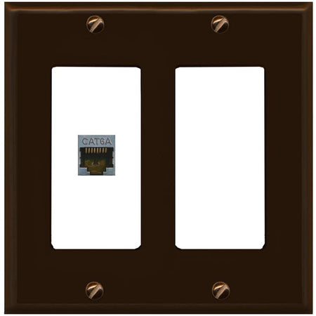 RiteAV 1 Port Cat6A Wall Plate - 2 Gang [Brown/White]