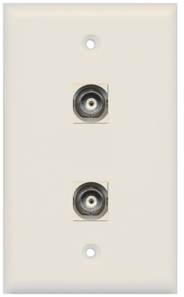 RiteAV - 2 Port BNC Wall Plate - Light Almond - Bracket Included