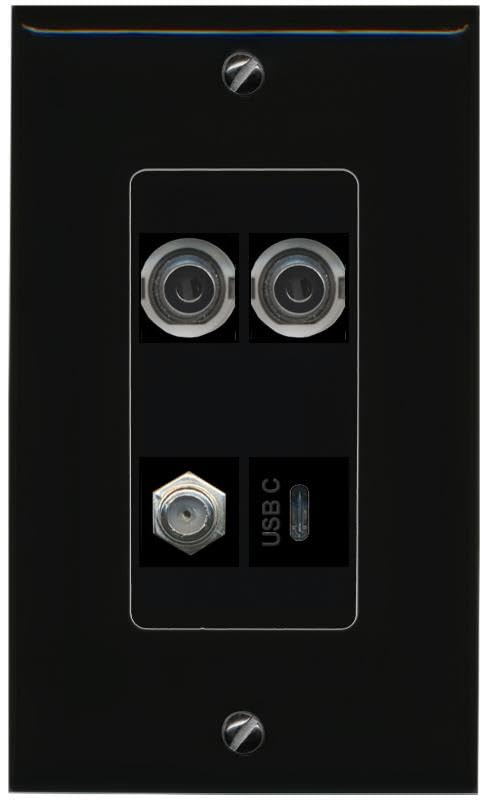 RiteAV 2 3.5mm COAX USBC Wall Plate Decorative [Black]