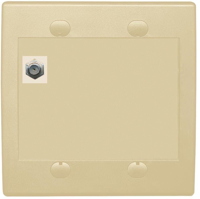 RiteAV 1 Port Coax Cable TV F-Type Wall Plate - Flat 2 Gang [Ivory/Ivory]