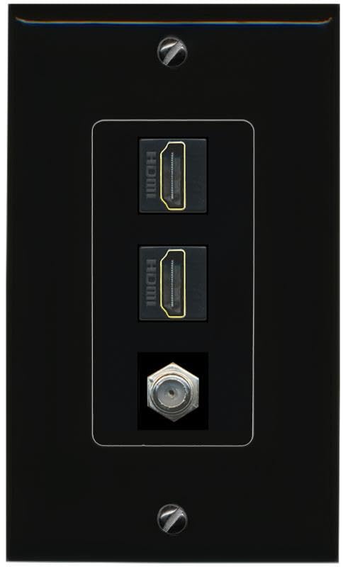 COAX 2 HDMI Wall Plate-1 Gang Black/Black