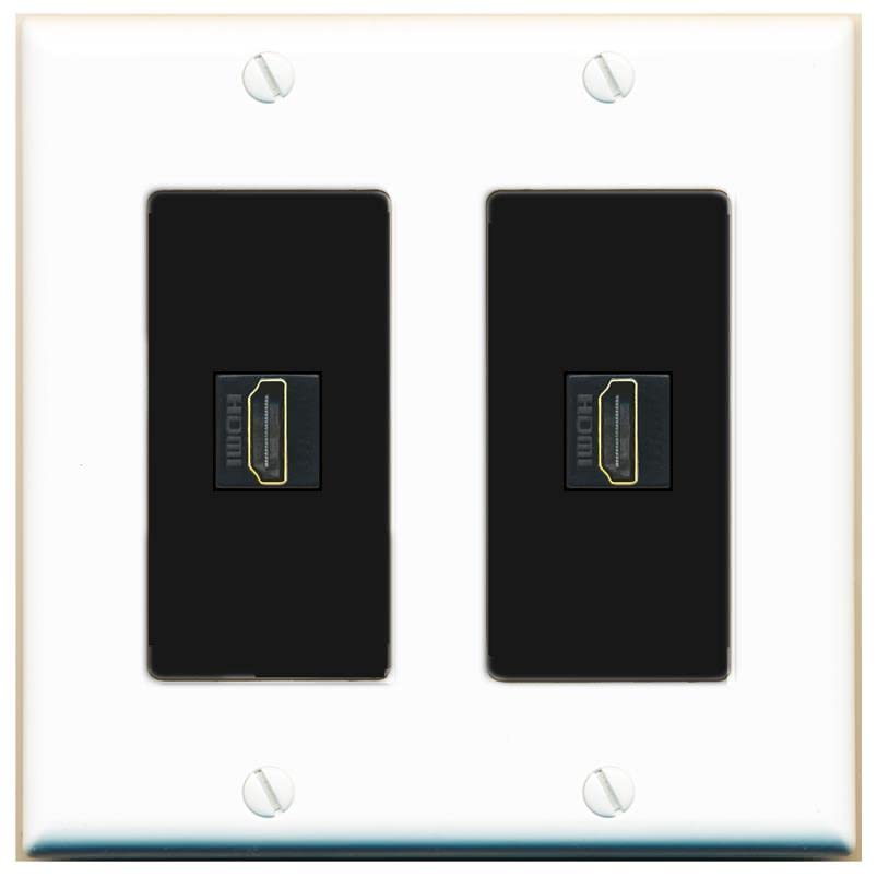 RiteAV HDMI Wall Plate 2 Port - 2 Gang [White/Black]