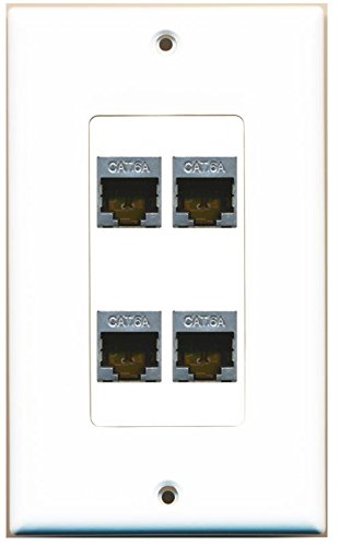 RiteAV 1 Gang 4 Port Cat6a Ethernet Wall Plate OVERSIZED White