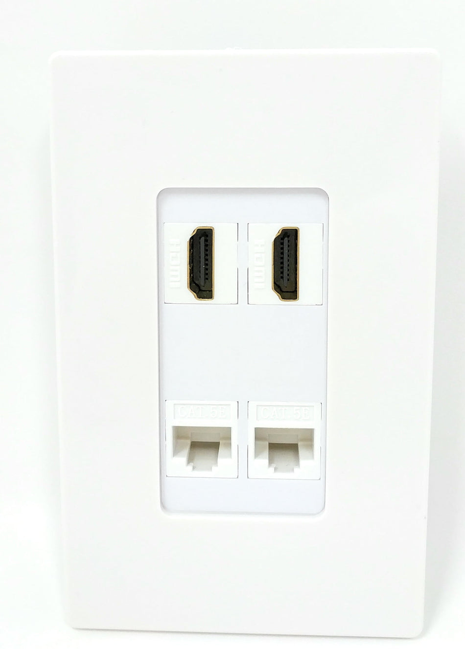 RiteAV - 2 x HDMI and 2 x Cat5e Ethernet Port Wall Plate Decorative Screwless - White