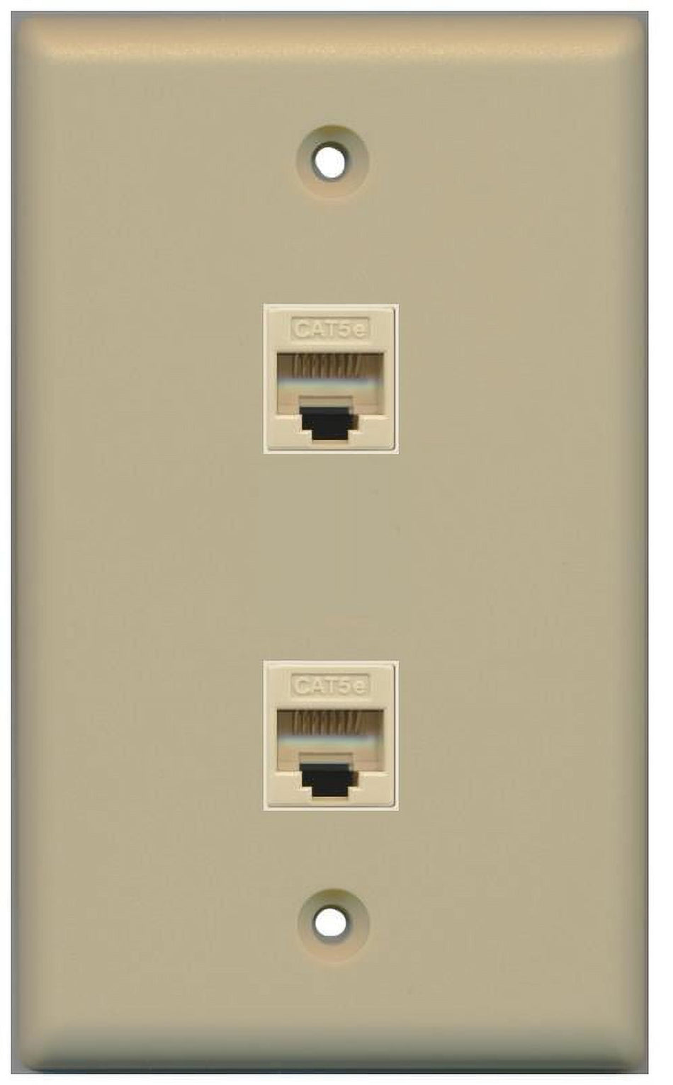 RiteAV 1 Gang 2 Port Cat5e Wall Plate - Ivory - Bracket Included