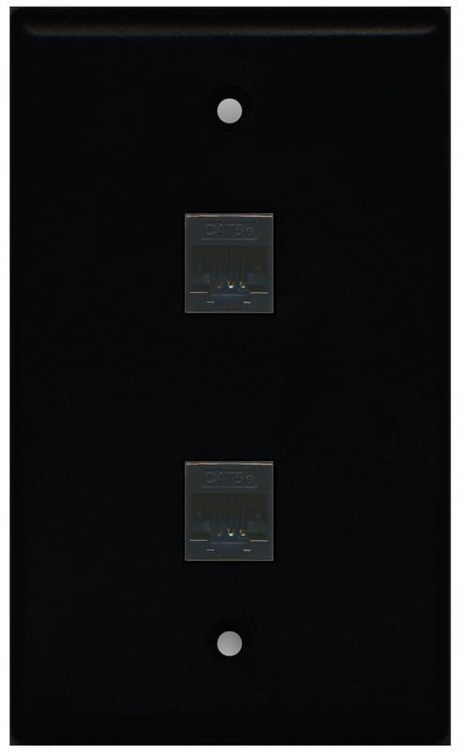 RiteAV 1 Gang 2 Port Cat5e Wall Plate - Black - Bracket Included