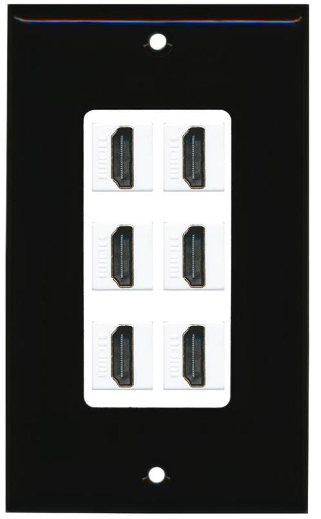 RiteAV - 6 Port HDMI 2.0 Decorative Wall Plate (Black & White)
