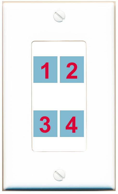 DecorZ Custom Wall Plate White with up to 4 Keystone Ports